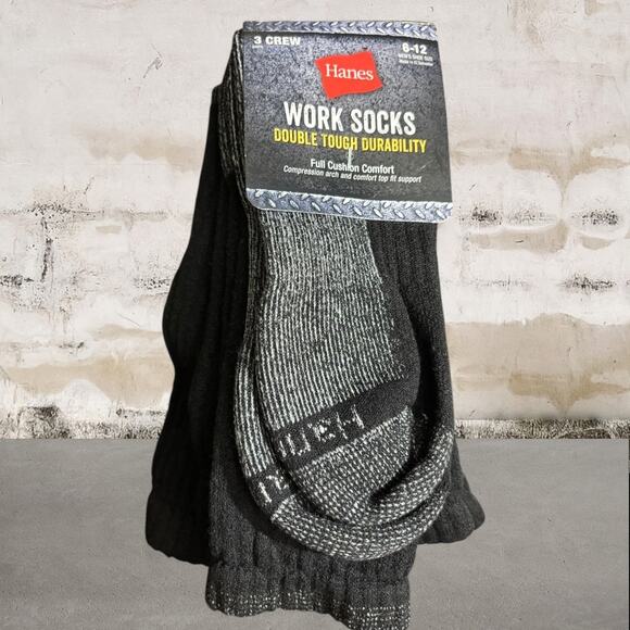 Hanes NWT Men’s Work Socks Double Tough Durability Crew - Picture 1 of 2